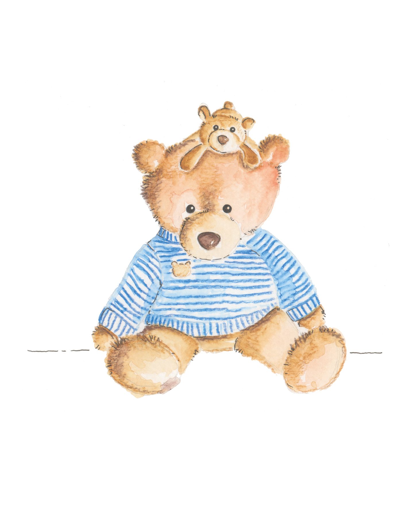 teddybären illustration handgezeichnet individuell aquarelle gezeichnet family bärenfamilie