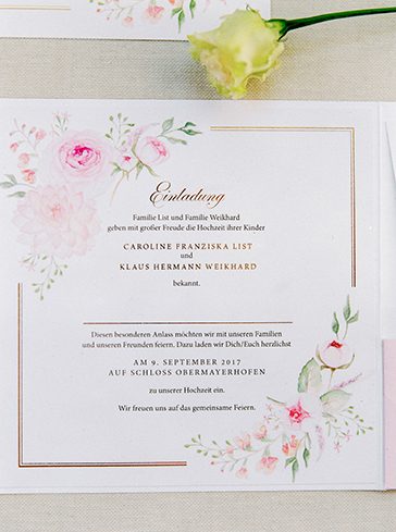 Wedding Pocketfolder Hochzeitspapeterie Einladung Hochzeit papeterie Drucksorten aquarelle Goldprägung